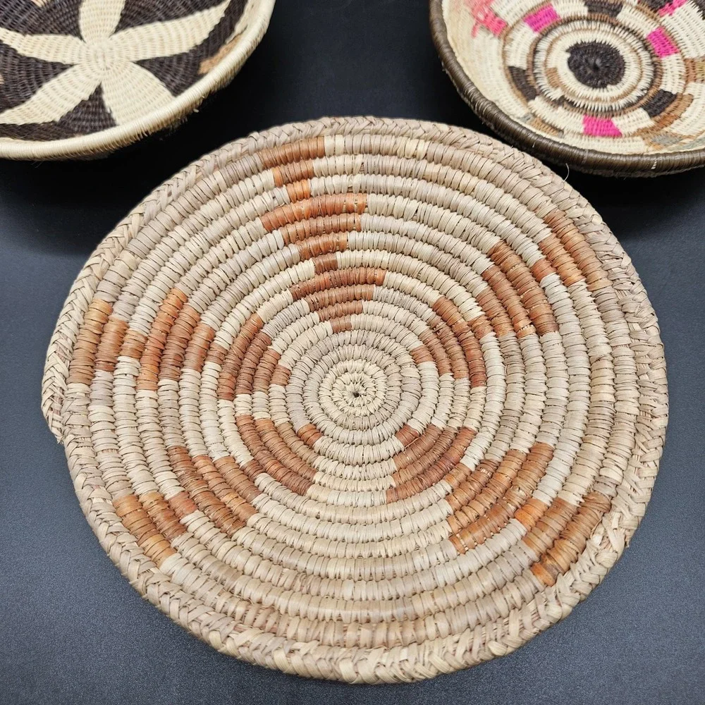 Southwestern Native American Style Woven Coil Baskets Bowls Boho Small Lot of 3